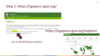 Reporting publications–CGSpace and AReS briefing for ILRI scientists