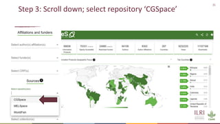 Reporting publications–CGSpace and AReS briefing for ILRI scientists