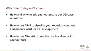 Reporting publications–CGSpace and AReS briefing for ILRI scientists