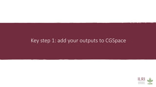 Reporting publications–CGSpace and AReS briefing for ILRI scientists