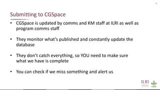 Reporting publications–CGSpace and AReS briefing for ILRI scientists