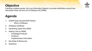 CGSpace and PRMS Information Session