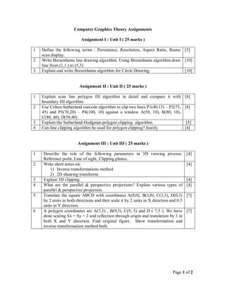 Comprehensive Computer Graphics Theory Assignments and Algorithms | PDF