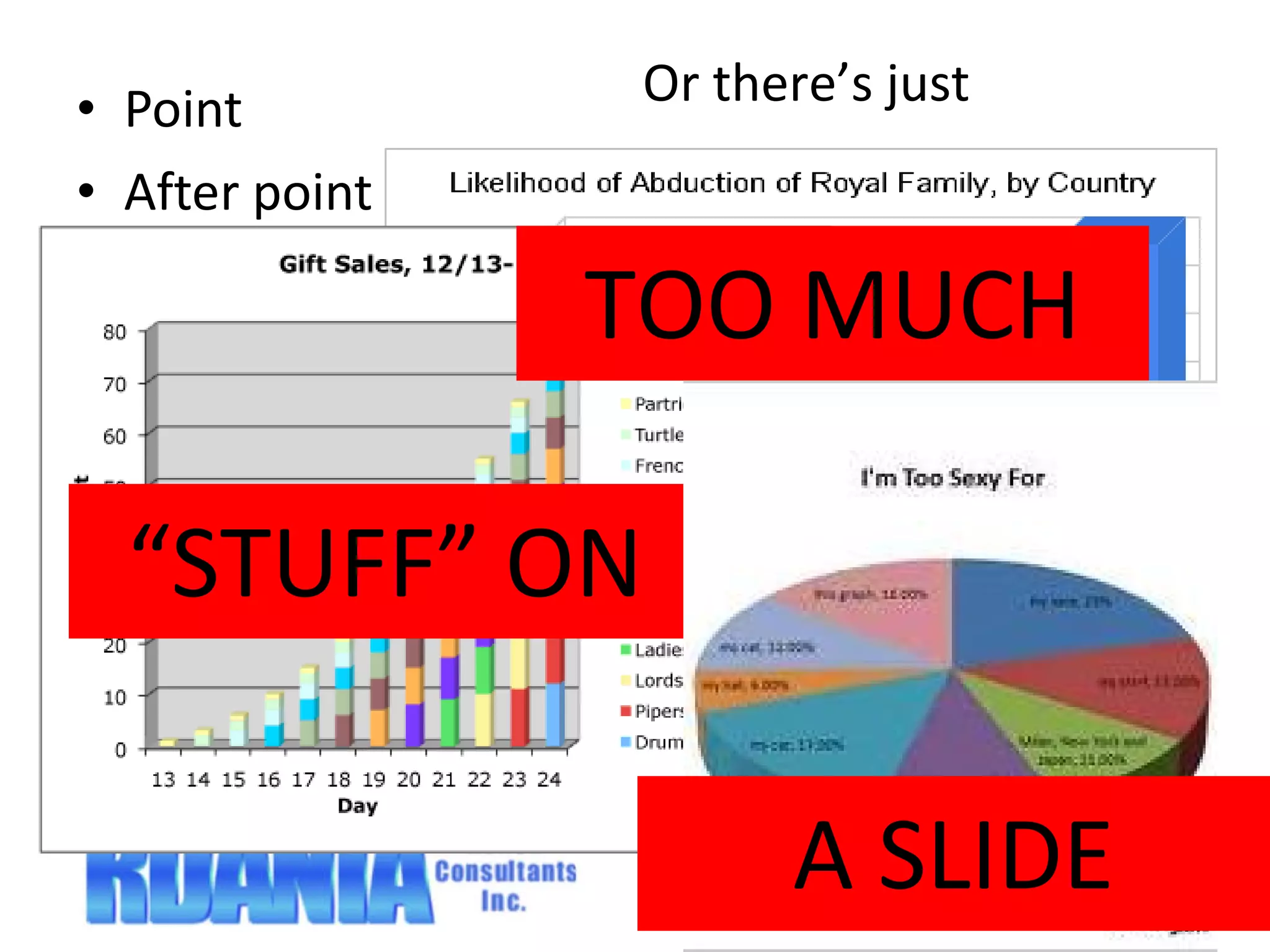 Point After point After point After point After point After point After point After point …  you get the point Or there’s just TOO MUCH “ STUFF” ON A SLIDE 