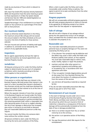 Pd Insurance Sample CGU Business Pack PDS (Product Disclosure Statement / Policy Wording) | PDF