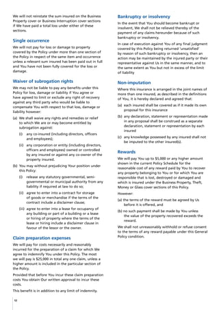 Pd Insurance Sample CGU Business Pack PDS (Product Disclosure Statement / Policy Wording) | PDF