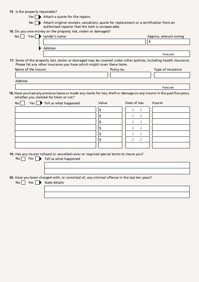 CGU Glass Claim Form