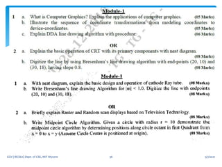 5/7/2021
CGV (18CS62) Dept. of CSE, MIT Mysore 36
 