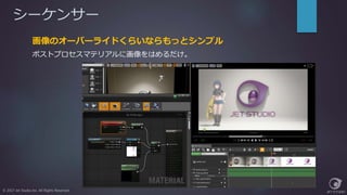 シーケンサー
© 2017 Jet Studio Inc. All Rights Reserved.
画像のオーバーライドくらいならもっとシンプル
ポストプロセスマテリアルに画像をはめるだけ。
 