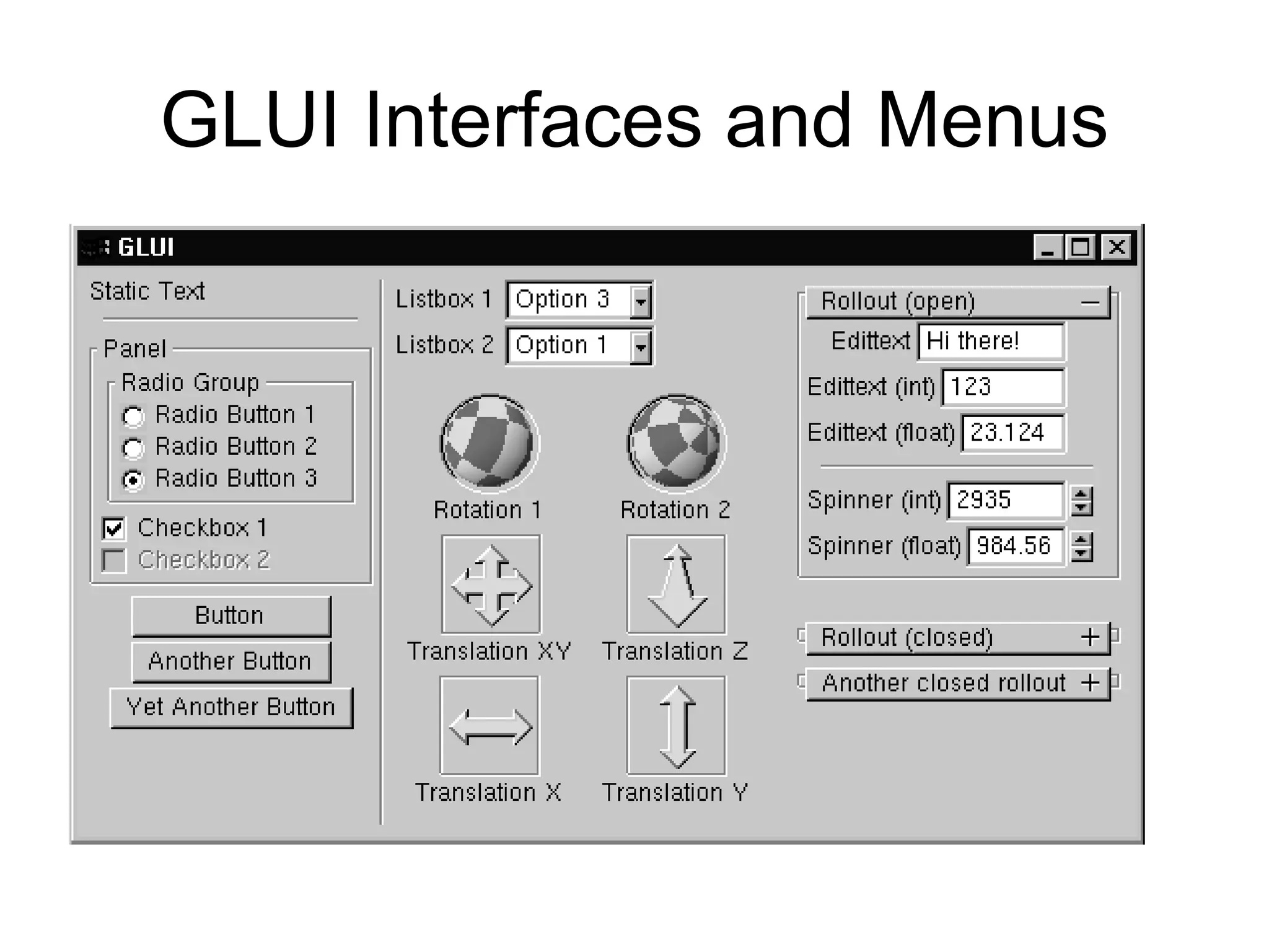 GLUI Interfaces and Menus
 