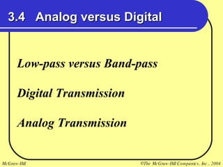 3.4  Analog versus Digital Low-pass versus Band-pass Digital Transmission Analog Transmission 