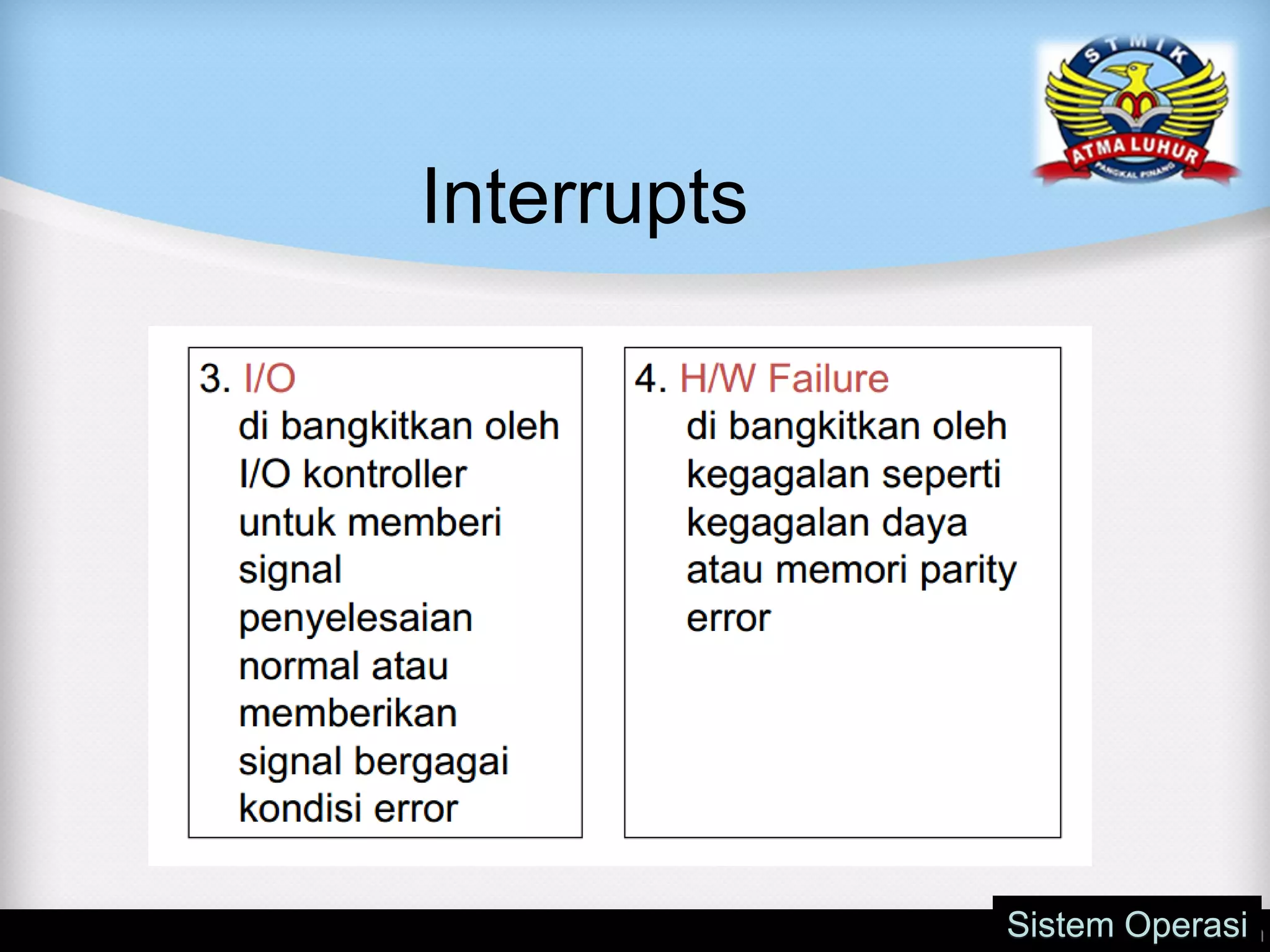 Interrupts
Sistem Operasi
 