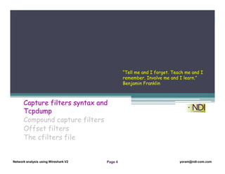 Capture Filters Examples Network analysis Using Wireshark 4: Capture Filters | PDF
