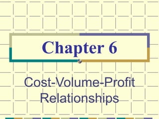 Cost-Volume-Profit
Relationships
Chapter 6
 
