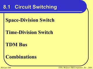 8.1  Circuit Switching Space-Division Switch Time-Division Switch TDM Bus Combinations 