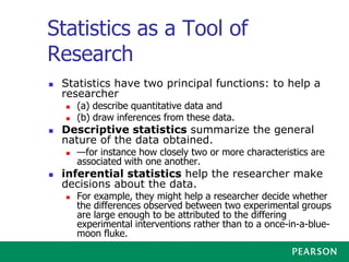 Statistics as a Tool of
Research
◼ Any researcher who uses statistics must
remember that calculating statistical
values is...