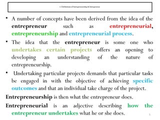 CHAPTER ONE Nature of Entrepreneurship for freshman student | PPTX