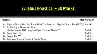 Syllabus (Practical – 30 Marks)
 