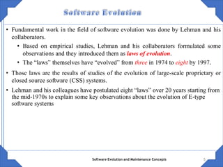 Comprehensive Overview of Software Evolution and Maintenance Concepts | PDF