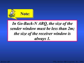 In Go-Back-N ARQ, the size of the sender window must be less than 2m; the size of the receiver window is always 1. Note : 