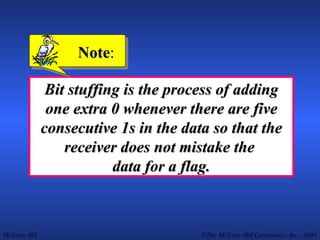 Bit stuffing is the process of adding one extra 0 whenever there are five consecutive 1s in the data so that the receiver does not mistake the  data for a flag. Note : 