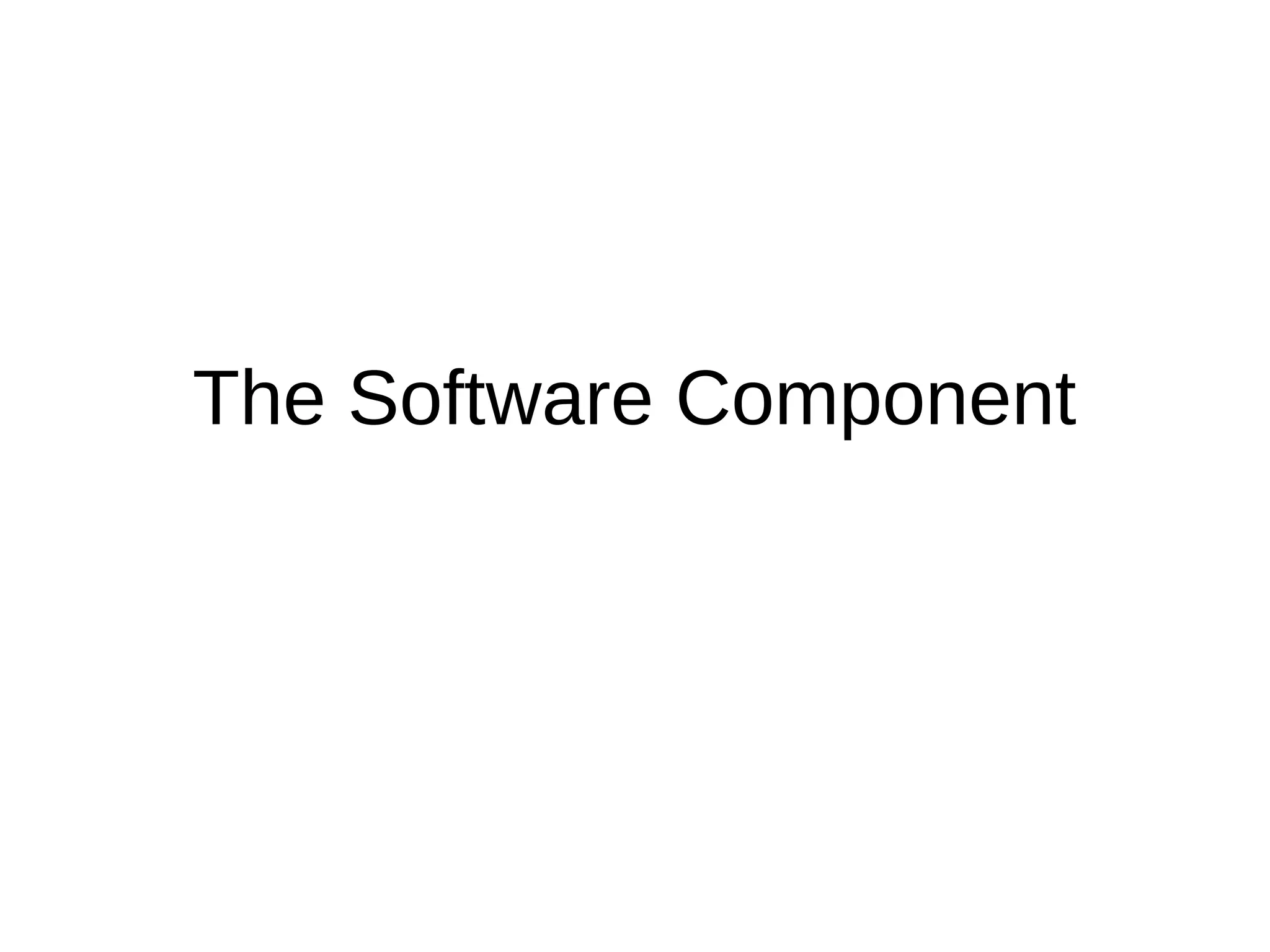 The Software Component
 