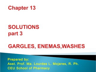 Prepared by:
Asst. Prof. Ma. Lourdes L. Mojares, R. Ph.
CEU School of Pharmacy
 
