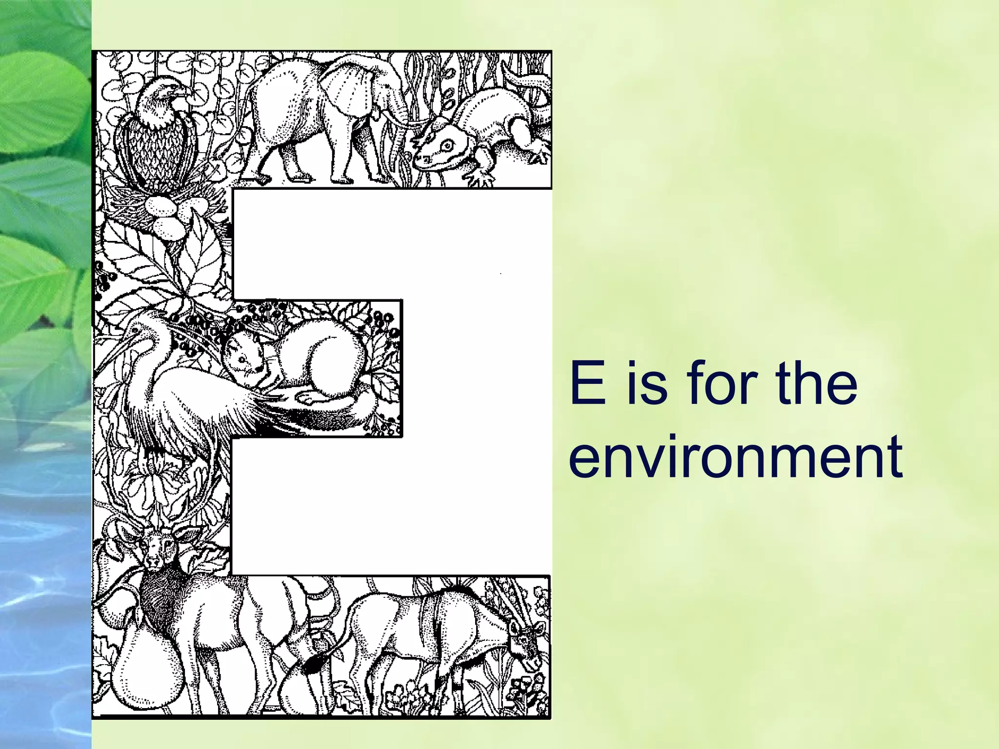 E is for the
environment
 