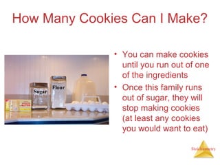 Stochiometry Cooking Examples Ch. 3 stoichiometry | PPT
