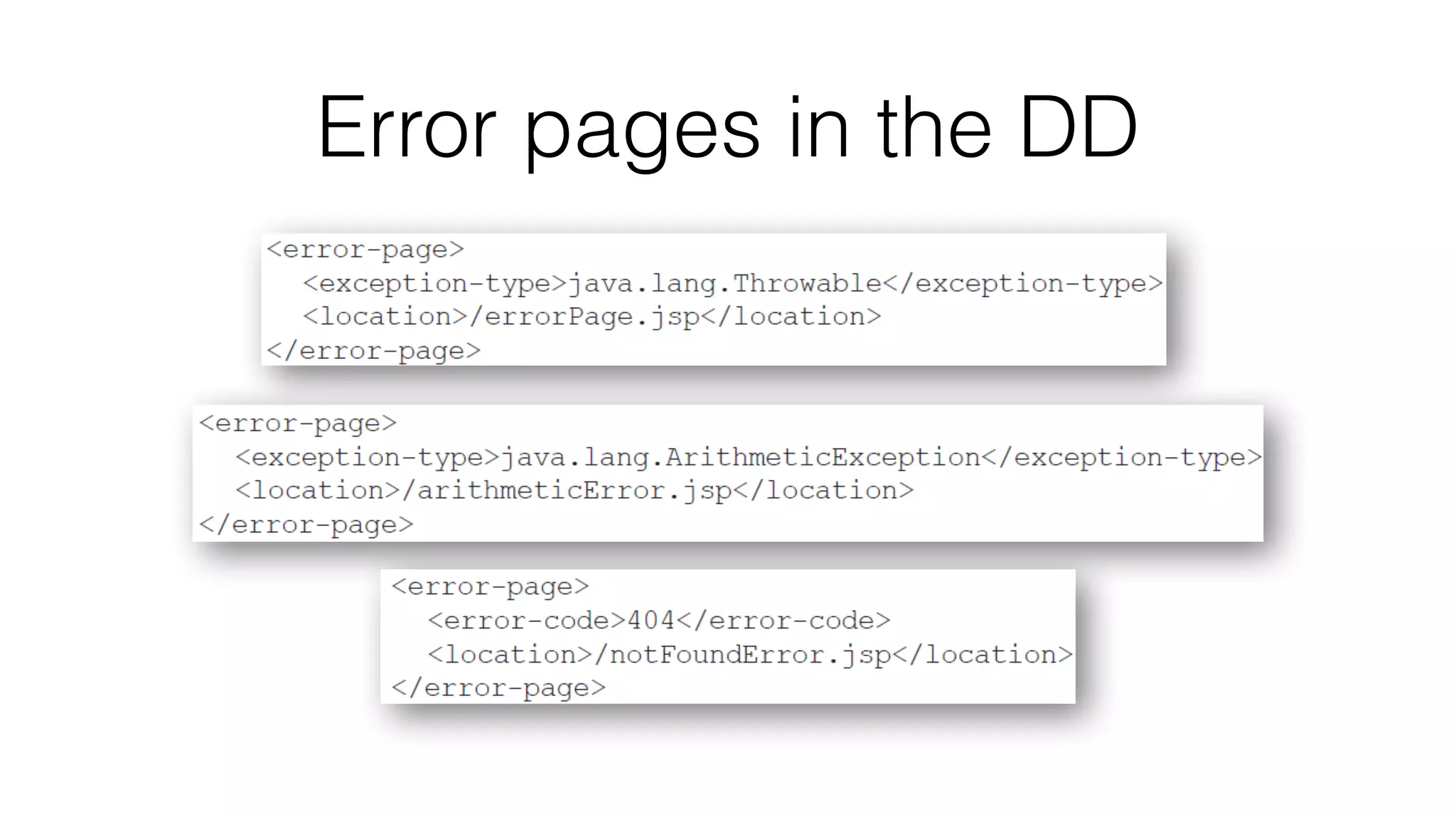 Error pages in the DD