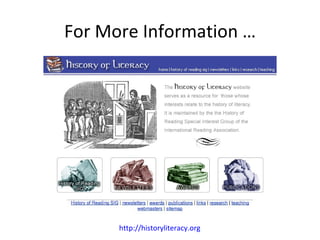 For More Information …




      http://historyliteracy.org
 