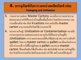 ตัวอย่ำง Master cartons และ Unitization
Master cartons Unitization
 
