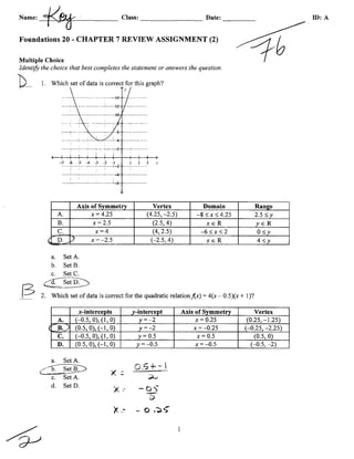 Mrs. Sack's Ch. 7 review assignment(2)key | PDF