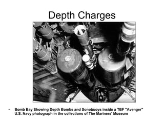 Depth Charges Bomb Bay Showing Depth Bombs and Sonobuoys inside a TBF "Avenger" U.S. Navy photograph in the collections of The Mariners' Museum  