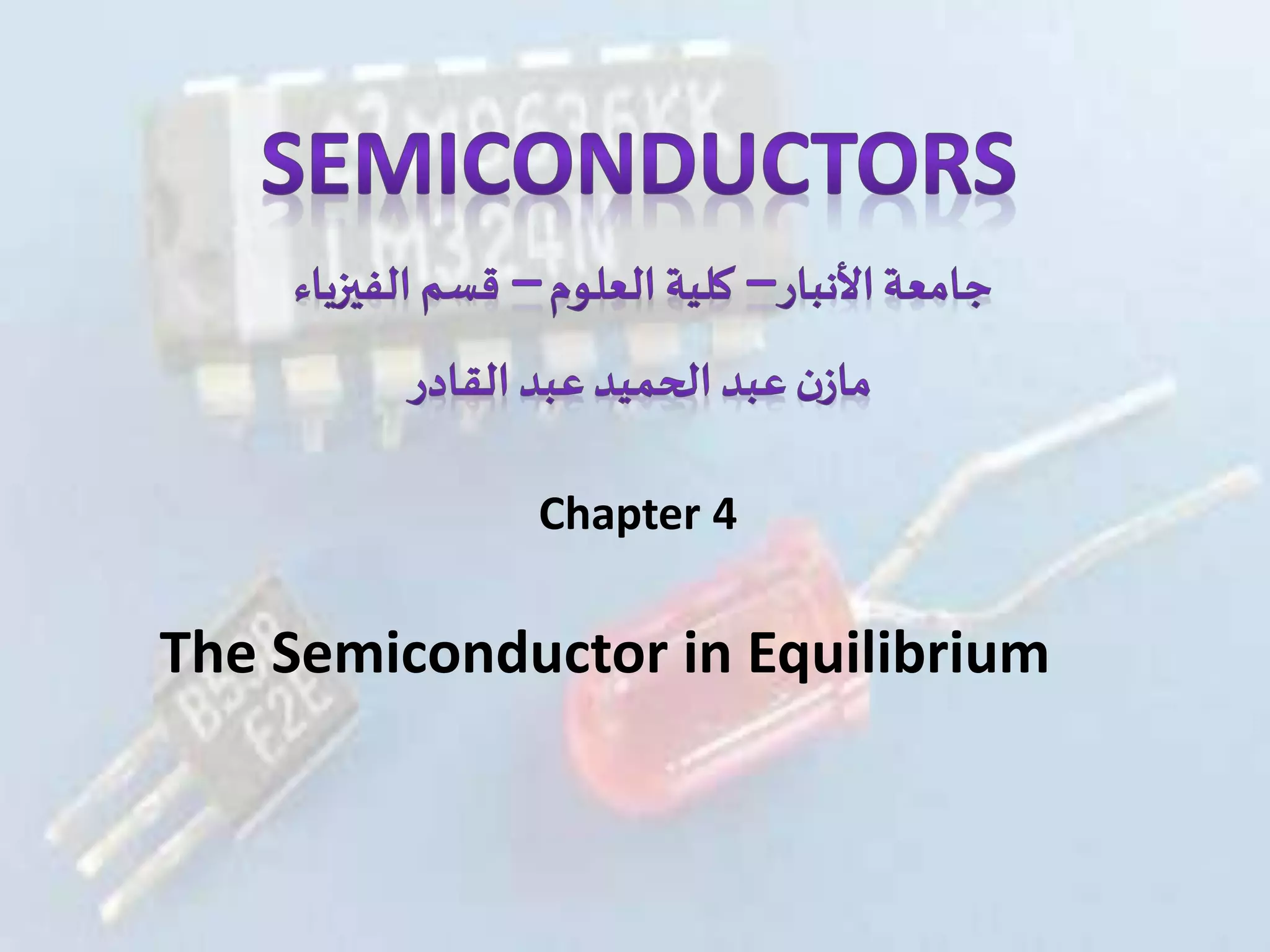 The Semiconductor in Equilibrium
Chapter 4
 