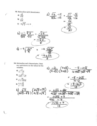 Mrs. Sack's Pre-Calc 20 Ch. 5 review assignment answer key (pg 304) | PDF