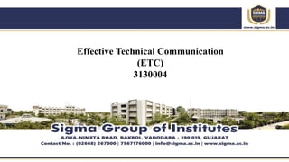Effective Technical Communication
(ETC)
3130004
 