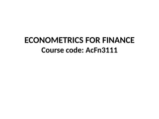 Chapter one Introduction to Econometrics | PPTX