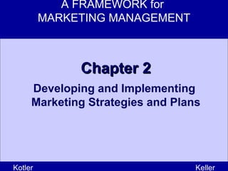 A FRAMEWORK for  MARKETING MANAGEMENT Kotler Keller Chapter 2 Developing and Implementing  Marketing Strategies and Plans 