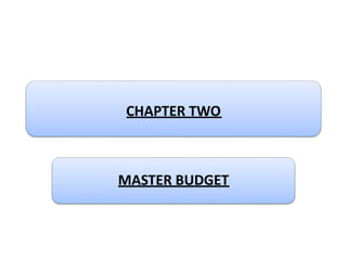 CHAPTER TWO
MASTER BUDGET
 