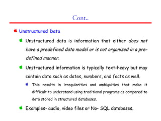 Unstructured Data Sql Introduction to Data Science Chapter Two | PPTX
