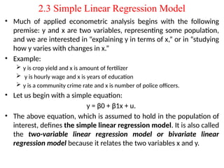 Chapter Two Simple Linear Regression and Concept of Regression Function ...