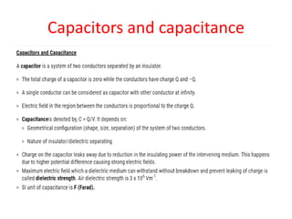 Capacitors and capacitance
 