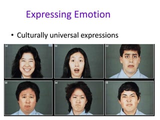 Expressing Emotion
• Culturally universal expressions
 