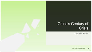Your Logo or Name Here
China’s Century of
Crisis
The Crisis Within
3
 