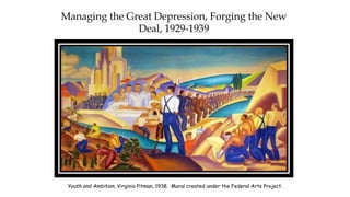 Managing the Great Depression, Forging the New
Deal, 1929-1939
Youth and Ambition, Virginia Pitman, 1938. Mural created under the Federal Arts Project.
 