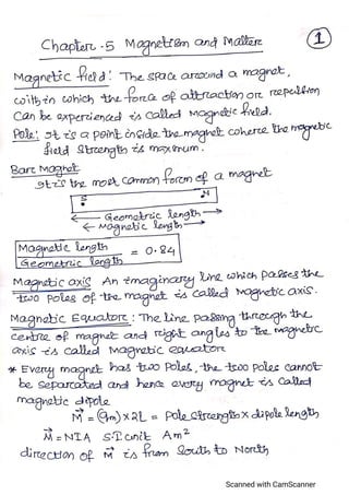 class 12 cbse magnetism and matter