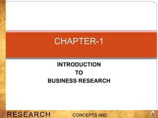 INTRODUCTION
TO
BUSINESS RESEARCH
CHAPTER-1
RESEARCH CONCEPTS AND
 