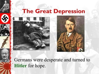 The Great Depression




Germans were desperate and turned to
Hitler for hope.
 