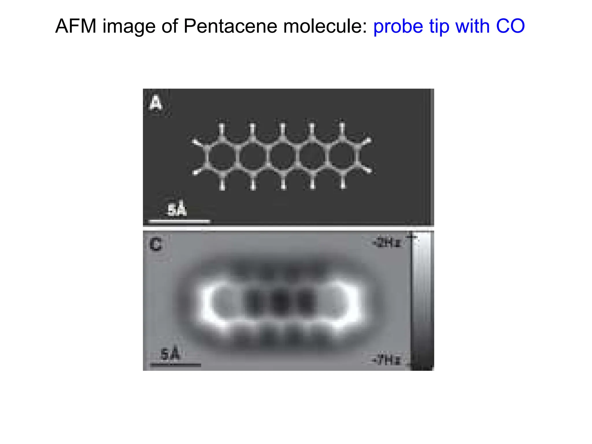AFM image of Pentacene molecule: probe tip with CO
 